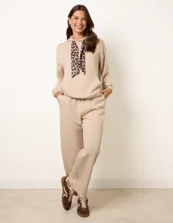 Hooded Leopard Tie & Pant Set - S/M / STONE - female