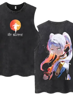 Anime Frieren Beyond Journey's End Vintage Washed Tank Tops Men's Women Clothing Manga Casual Oversized Sleeveless Vest T-shirts - Aliexpress - FashionsVida