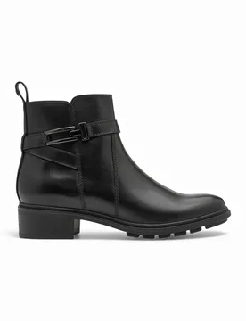 Womens Leather Buckled Zip Biker Ankle Boots - - Size: 7.5 - Tamaris - FashionsVida