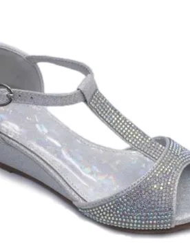 Kids Unisex Leona Junior Girls Slip On Dress Shoes - Silver - Size Uk 1 - Strictly - FashionsVida