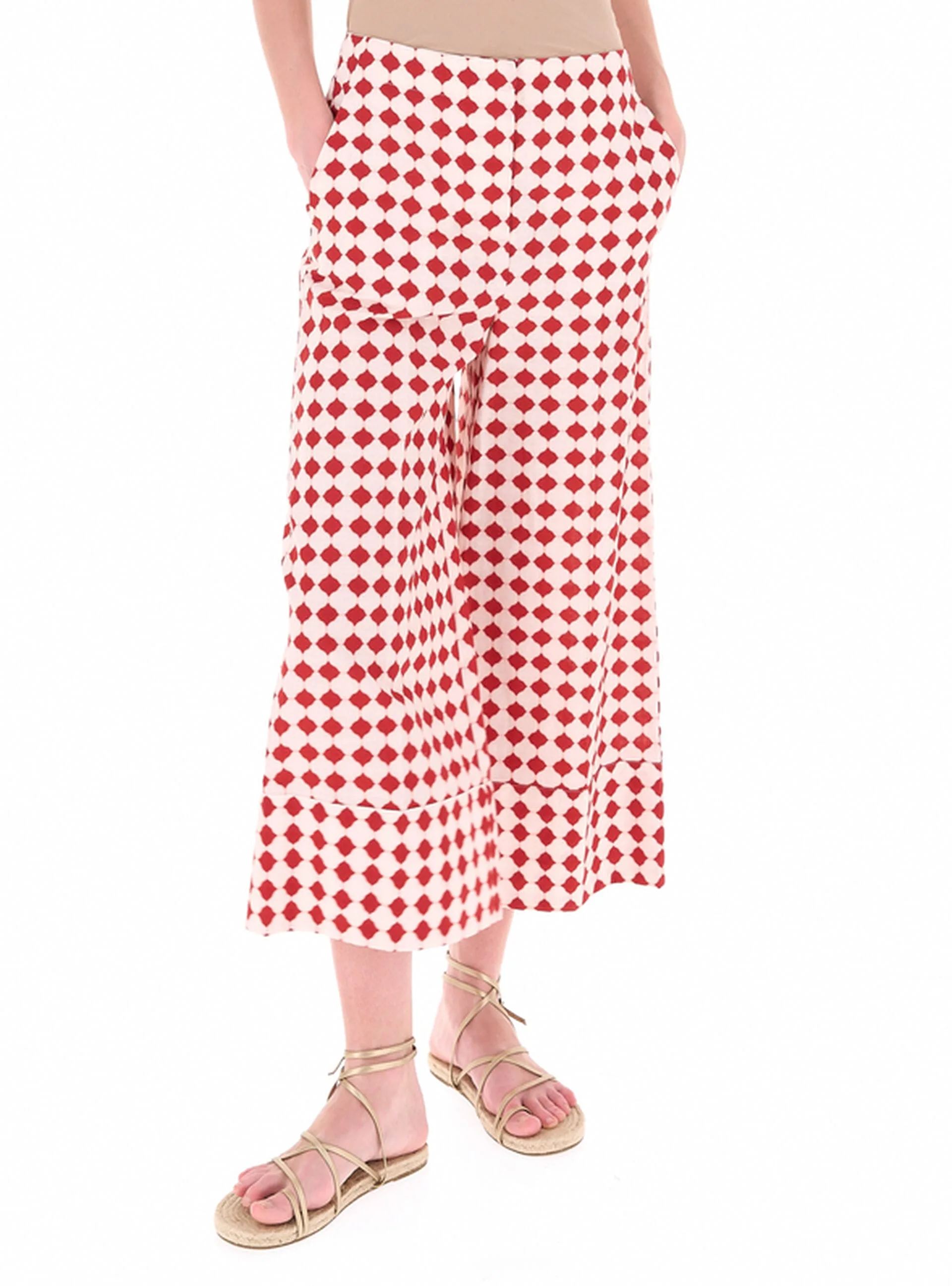 Pantalone misto lino ROSSO 42 - I Blues - FashionsVida