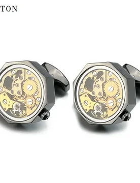 Hot Sale Non-Functional Watch Movement Cufflinks With Glass Stainless Steel Steampunk Gear Mechanism Cuff links for Mens gemelo - Aliexpress - FashionsVida