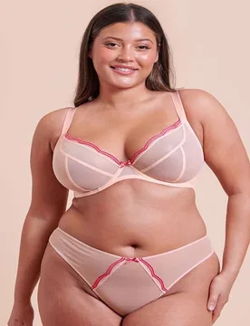Women's Lightstyle Scallop Plunge Bra Underwired Lingerie in Pale Pink Size: 32DD - Pale Pink - Size: 32DD - Curvy Kate - FashionsVida