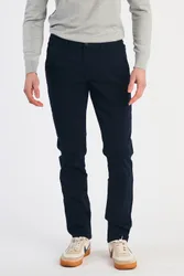 Mens Navy Cotton Relaxed Fit Chino Trousers - Size Large