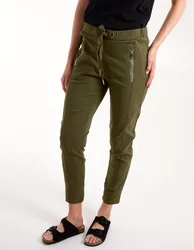 Zip Drawstring Trousers - XL / KHAKI - female