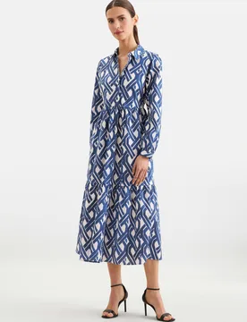 Stufenkleid aus Baumwoll Stretch Blau 40 - Seidensticker - FashionsVida