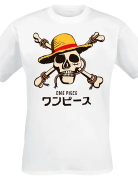 Anime T-Shirt - Skull Logo - Japanese - S bis XXL - für Männer - Größe S - weiß - Lizenzierter Fanartikel - Männer - male - one piece - FashionsVida