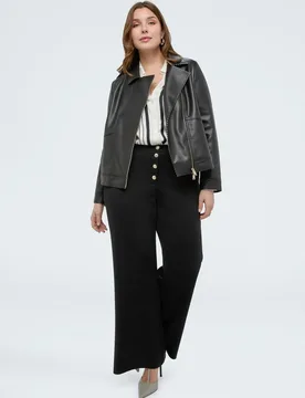 Chaqueta de mujer biker con detalles a rayas - Fiorella Rubino - FashionsVida