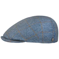 Capri Herringbone Silk Flat Cap by - blue - Herren - Size: L (58-59 cm)