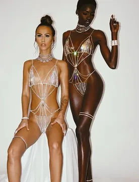 Fashionable Hollowed Out Tassels Bikini Style Bra Underwear Nightclub Women's Rhinestone Body Jewelry - Aliexpress - FashionsVida
