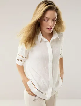 Statement Bluse, normale Größen, Farbe Weiß, 48, bügelfrei weichfließend Damen - Walbusch - FashionsVida