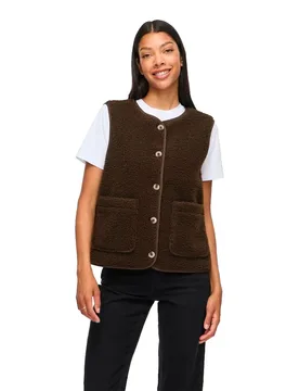 Gilet Ada Teddy Coffee Bean 38 - Vila - FashionsVida