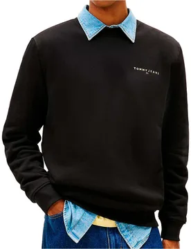 Reg linear crew ext sudadera hombre Negro (S) - Tommy hilfiger - FashionsVida