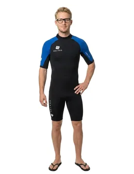 Shorty à Manches Courtes Avec Fermeture éclair Dans Le Dos La Franca 2.5 Mm Black / Blue M - Seland - FashionsVida