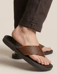 Leather Flip Flops Medium Brown male
