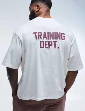 Herren Trainingsabteilung Übergroßes T-Shirt Ecru Größe Large - boohooMAN - FashionsVida