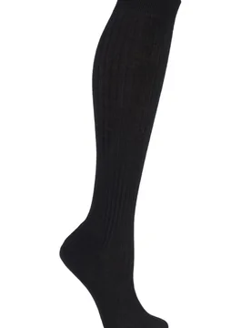 Pair Black Classic Merino Wool Ribbed Knee High Socks Ladies 4-7 Ladies - - Black - Size: Small - Pantherella - FashionsVida