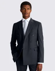 Slim Fit Stretch Double Breasted Suit Jacket Dark Navy male
