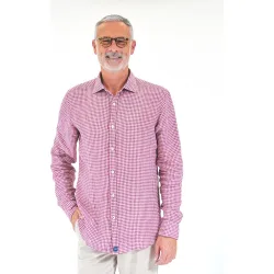 Camisa casual lino de hombre soft slim en ejedrez en