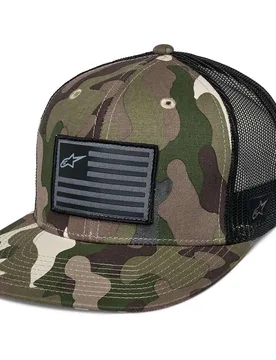 Capellino FLAG FLAT TRUCKER Verde Mimetico/Nero taglia uni - Alpinestars - FashionsVida