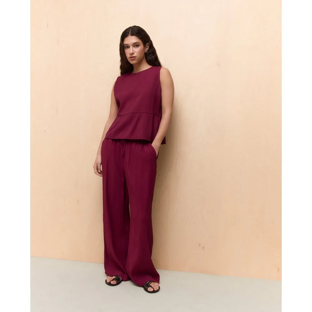Pantalón arrugado cullote de mujer - Easy Wear - FashionsVida