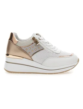 Sneakers bianche con dettagli oro rosa e zeppa 486IN 37 - Inblu - FashionsVida
