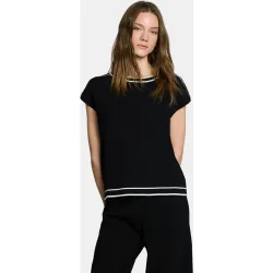 Top de mujer sin mangas, cuello barco, punto milano
