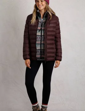 Women's Eshka Lightweight Padded Jacket in Wine Size: 16 - Wine - Size: 16 - Weird Fish - FashionsVida
