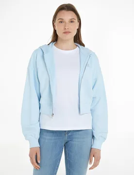 Sudadera Mujer cropped con capucha y cremallera - Calvin Klein Jeans - FashionsVida