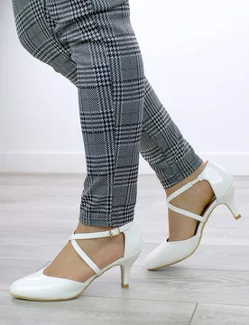Women's High HeelBuckle Crossed Strappy Court Shoes in White Size: 6 - White - Size: 6 - Ajvani - FashionsVida