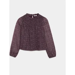 Blusa de mujer fruncida de manga larga
