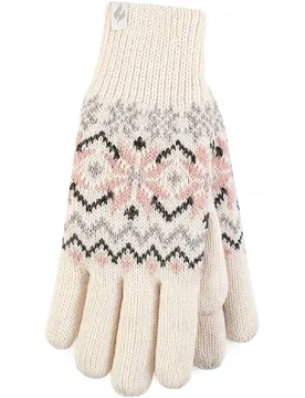 Women's Knitted Thermal Insulated Gloves for Winter in Cream Size: Medium/Large - Cream - Size: M/L - Heat Holders - FashionsVida