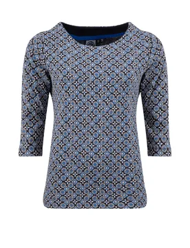 Weird Fish Pinto Printed Jersey T-Shirt Size 22 - new-arrivals all new-arrivals womens women women all-womens women tshirts-and-tops women tshirts-and - Mood Indigo - FashionsVida