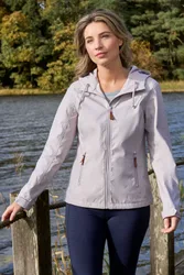 Iona' Womens Softshell Jacket With Multiple Pockets Water Resistant Casual Everyday Coat Beige - Size 16 Uk