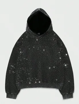 Sudadera con capucha corta con pedrería de hombre, de peso pesado y oversize, ropa de calle, de manga larga XL - Shein - FashionsVida