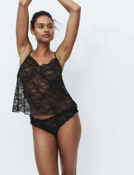 Ida Lace Non Wired Cami Set Black female - M&S - FashionsVida