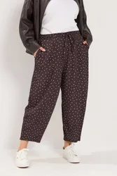 Women's Polka Dot Barrel Trousers in Chocolate Size: 30-32 - Chocolate - Size: 30-32