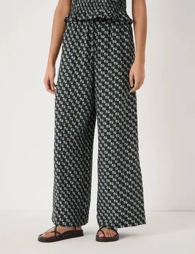 Floral Wide Leg Trousers Blue Mix female - hush - FashionsVida