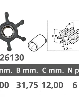 Jabsco 14609-14787-1414 6 Blades Impeller Black 8 x 31.75 x 12 mm unisex - Finnord - FashionsVida