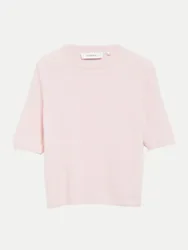 Kurzarmpullover aus reiner Wolle Rosa 40