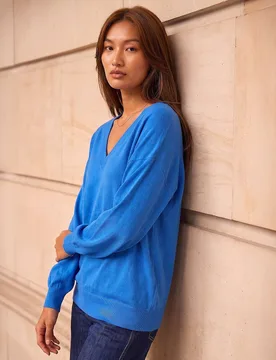 Roman V-Neck Jumper Blue female - Roman - FashionsVida