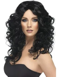 Langhaar-Locken-Perücke schwarz