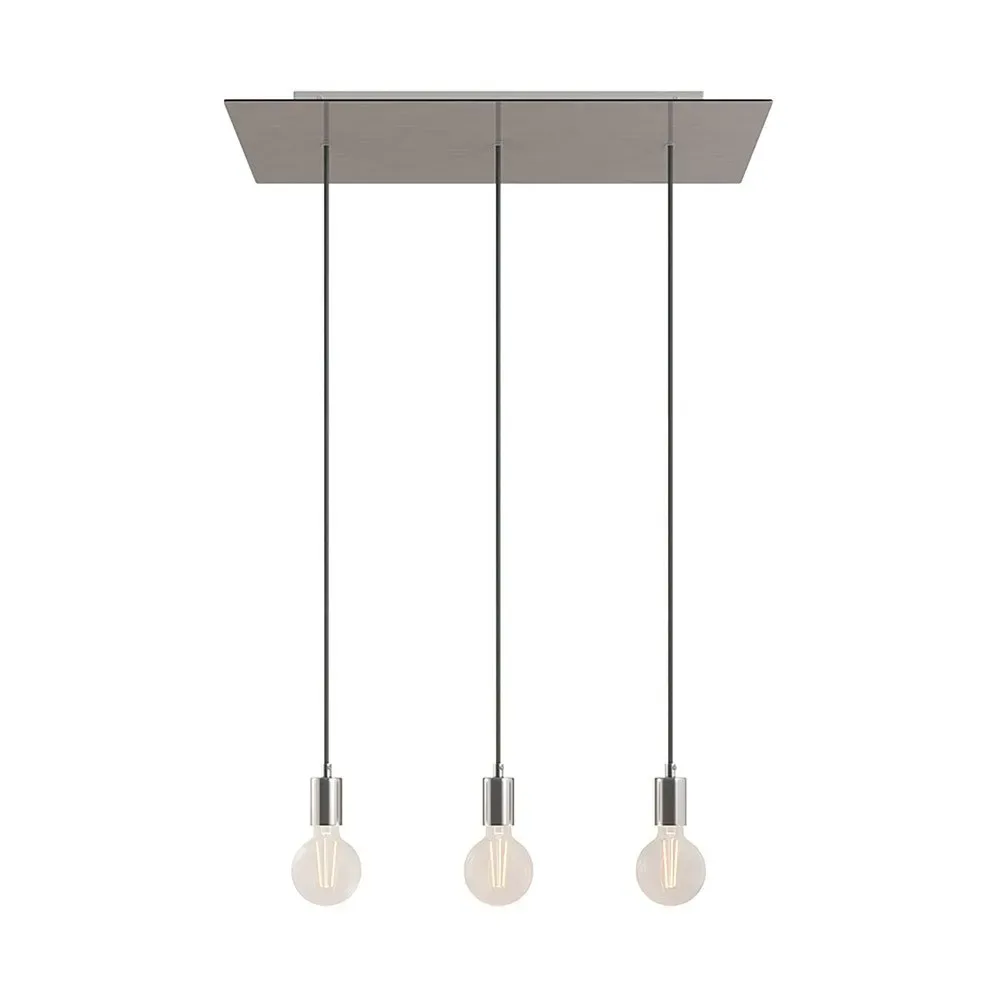 Cables Suspension Luminaire Rectangular Rose-one Xxl 3 Falls Satin Steel One Size - Creative - FashionsVida