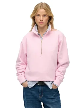 Felpa Con Mezza Zip Essential Logo Embroidered Pink Lady XL - Superdry - FashionsVida