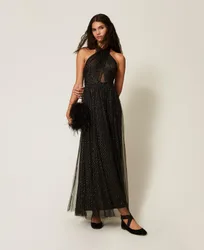 Robe longue en tulle avec lurex