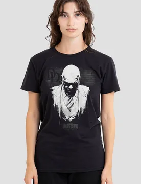 Women's Daredevil Mayor Fisk Kingpin Paint T-Shirt, Black Size: Large - Black - Size: L - Marvel - FashionsVida