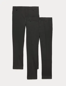 Pack Boys' Super Skinny Leg School Trousers (2-18 Yrs) Charcoal male - M&S - FashionsVida