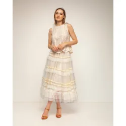Falda de tul con varias capas y detalle bordado alrededor