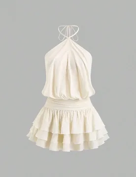 Vestido mini con espalda descubierta, estilo sexy y picante, de cuello halter, adecuado para citas, vacaciones, verano S - Shein - FashionsVida