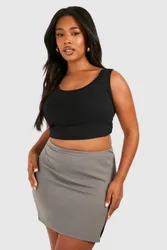 Womens Plus Side Split Mini Skirt - Charcoal - Size 28 Uk